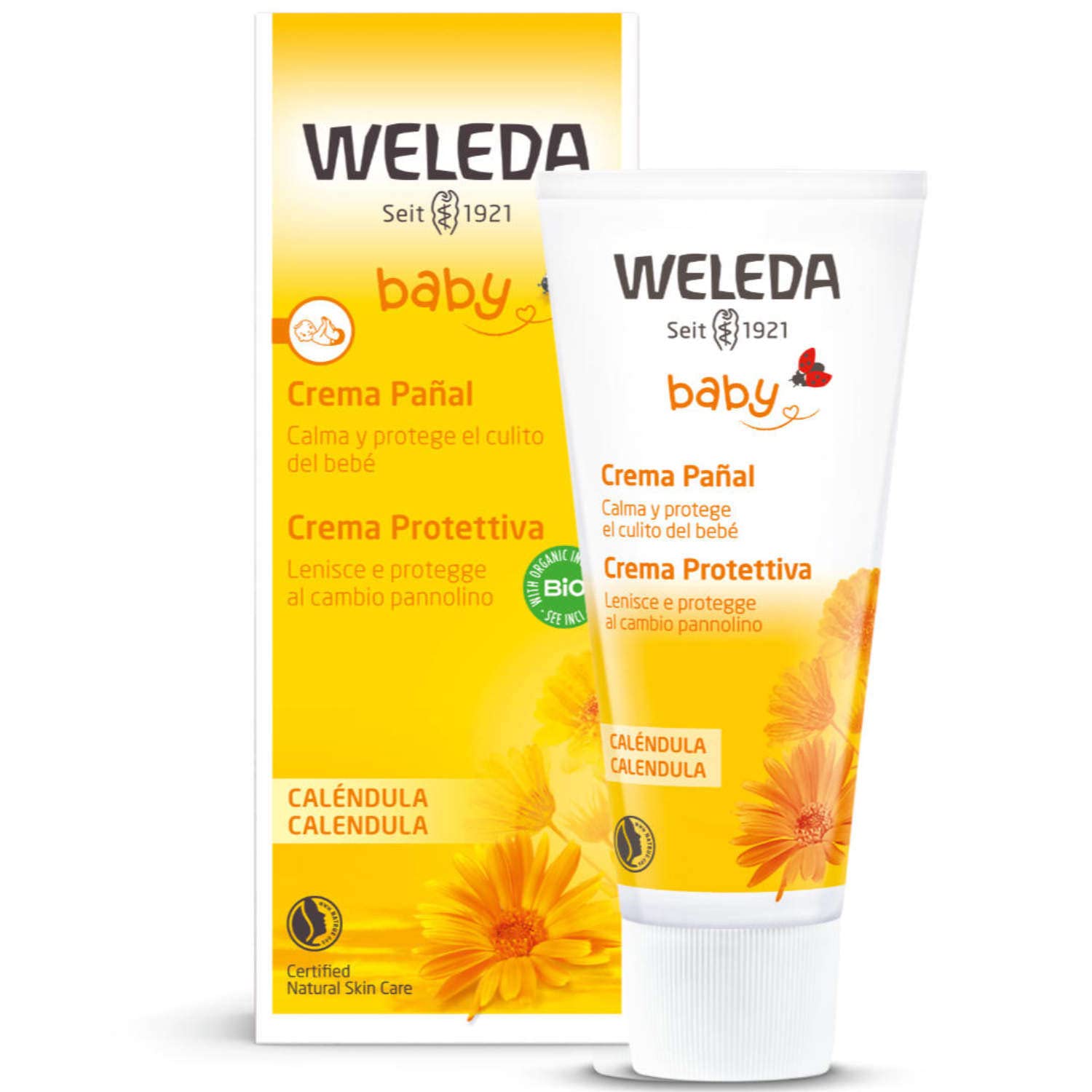 Weleda Mummy Bag, comoda borsa passeggino con kit completo di prodotti cosmetici per la protezione della pelle di neonati e bambini, a base di calendula bio certificata