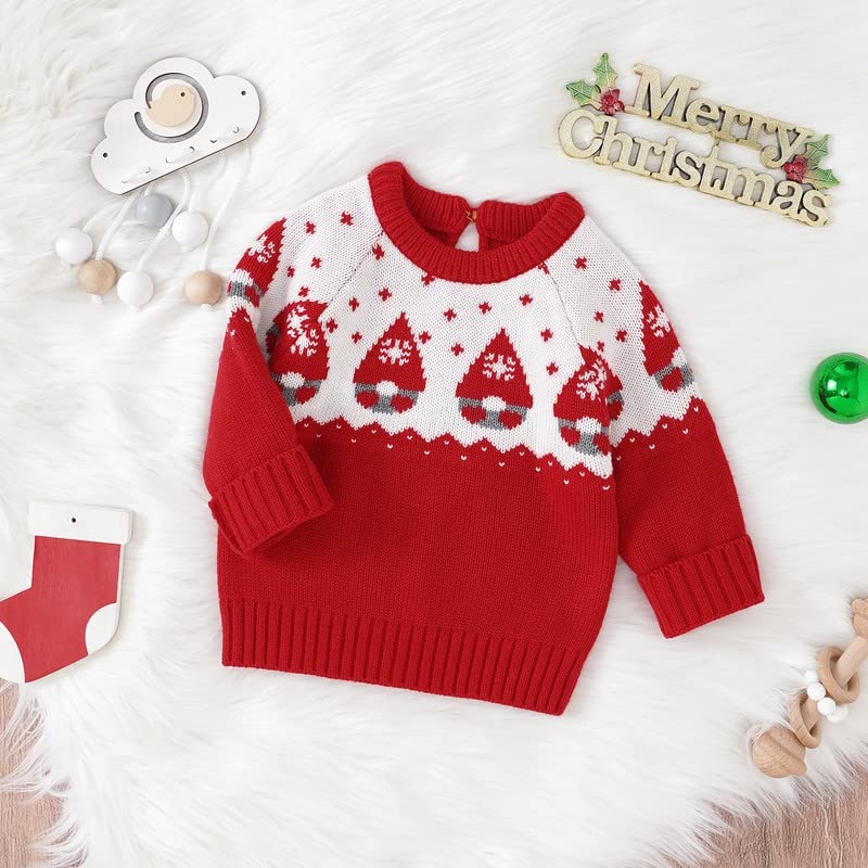 LAWKUL My First Christmas Newborn Romper Baby Boy Girl Santa Outfit Sweater Long Sleeve Pullover for Toddler3