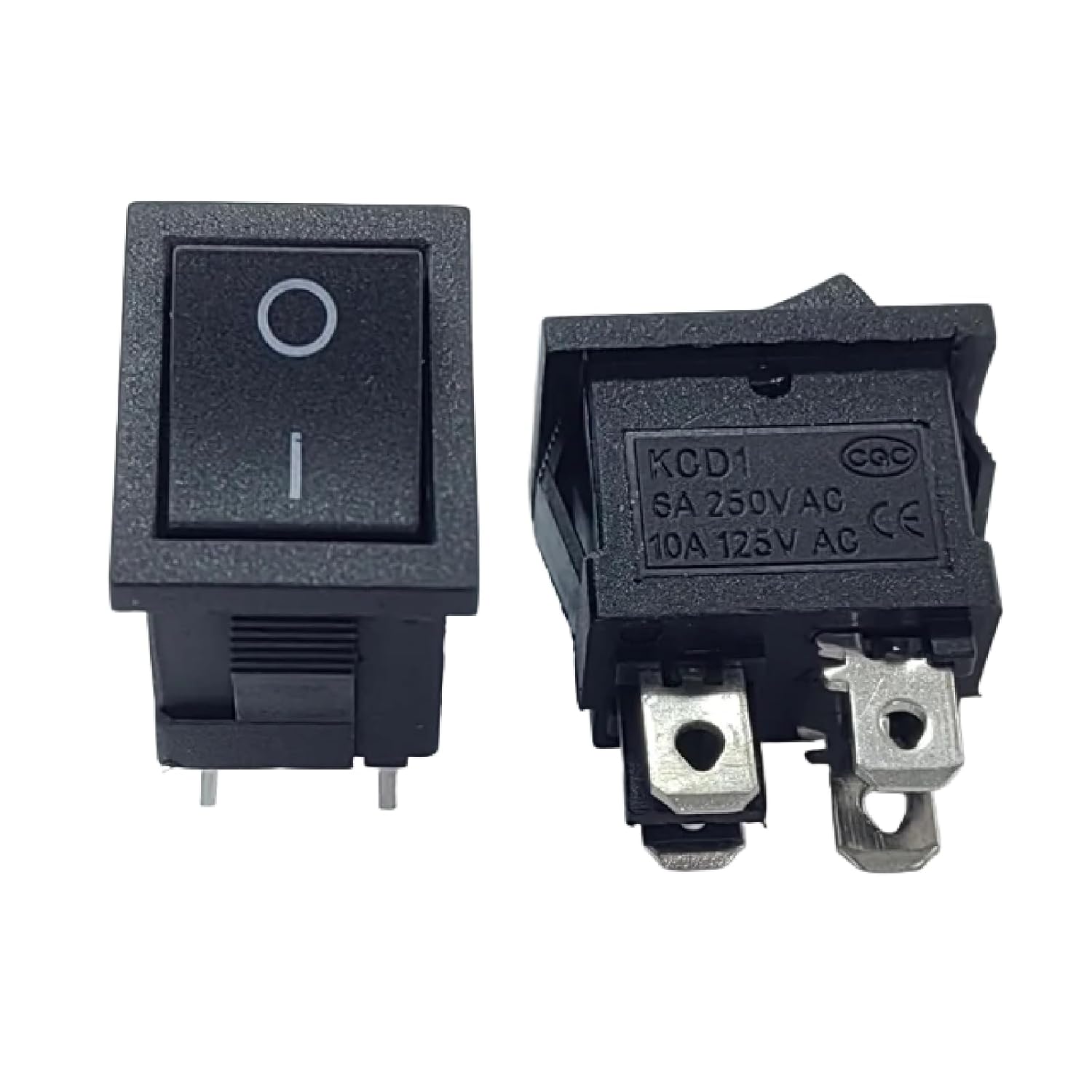 KCD1 Rocker Power Switch, Red Green Black, 4-Pin, 6A 250V, 21x15mm Boat Switch, 10 Pack