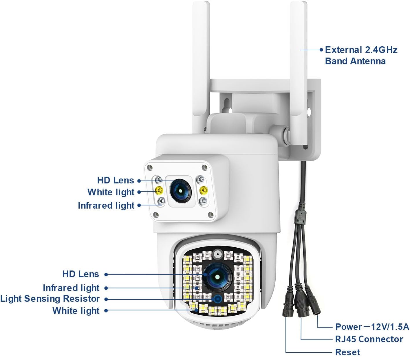 Dual Lens Outdoor PTZ Security Camera,4MP WiFi Surveillance Camera with Night Vision, Motion Detection, Human Tracking & Detection, 355°View, SD/Cloud, 24/7 Record, White, - Image 8