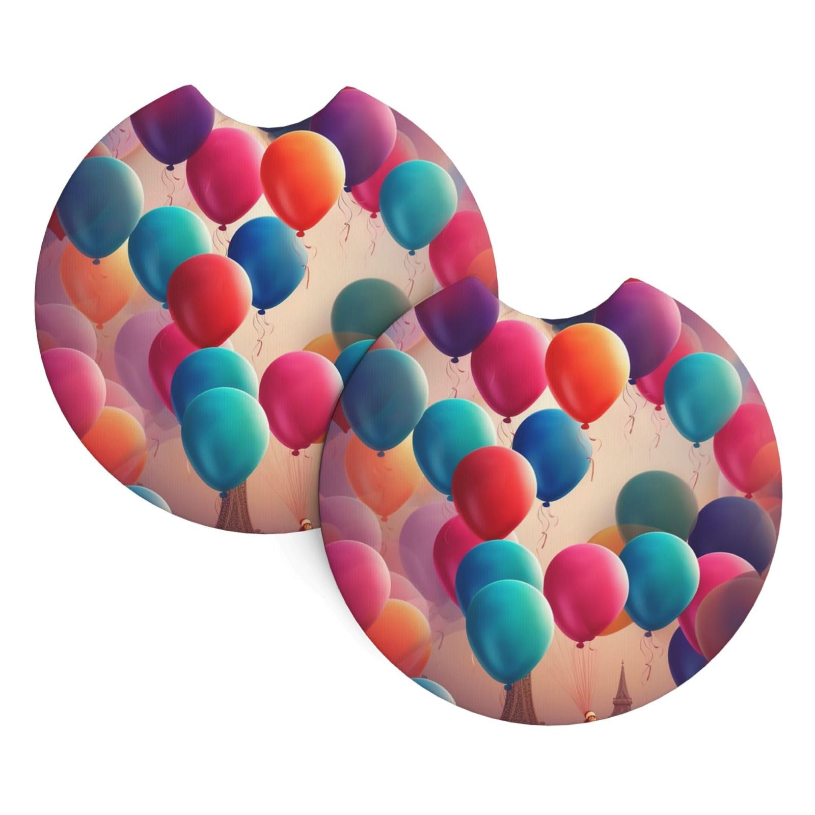 2PCS Car Coaster for Cup Holders Universal Auto Cup Mat Balloon Cup Coaster Pad 2.7" Waterproof Neoprene Non-Slip Cup Holder Coasters Car Interior Accessories for Women Men