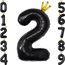 Giant Number 2 Balloons - Large, 40 Inch | Two Balloon Number Birthday Decorations |Mylar Balloons Decorations | 2nd 21st Birthday Party Supplies, Black