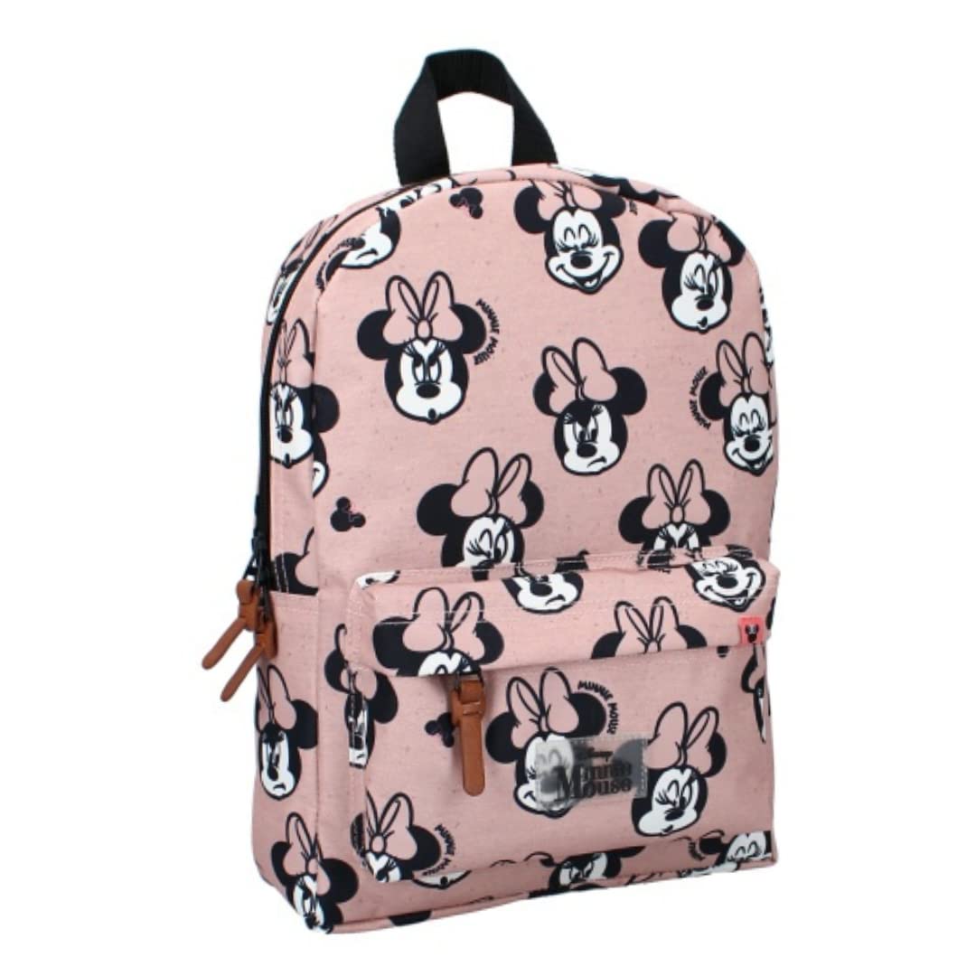 mybagstory Mochila - Minnie Mouse - Disney - Niño - Escuela - Kindergarten - Guardería - Guardería - Mochila para niña - Talla 33 cm - Tirantes ajustables, rosa, S