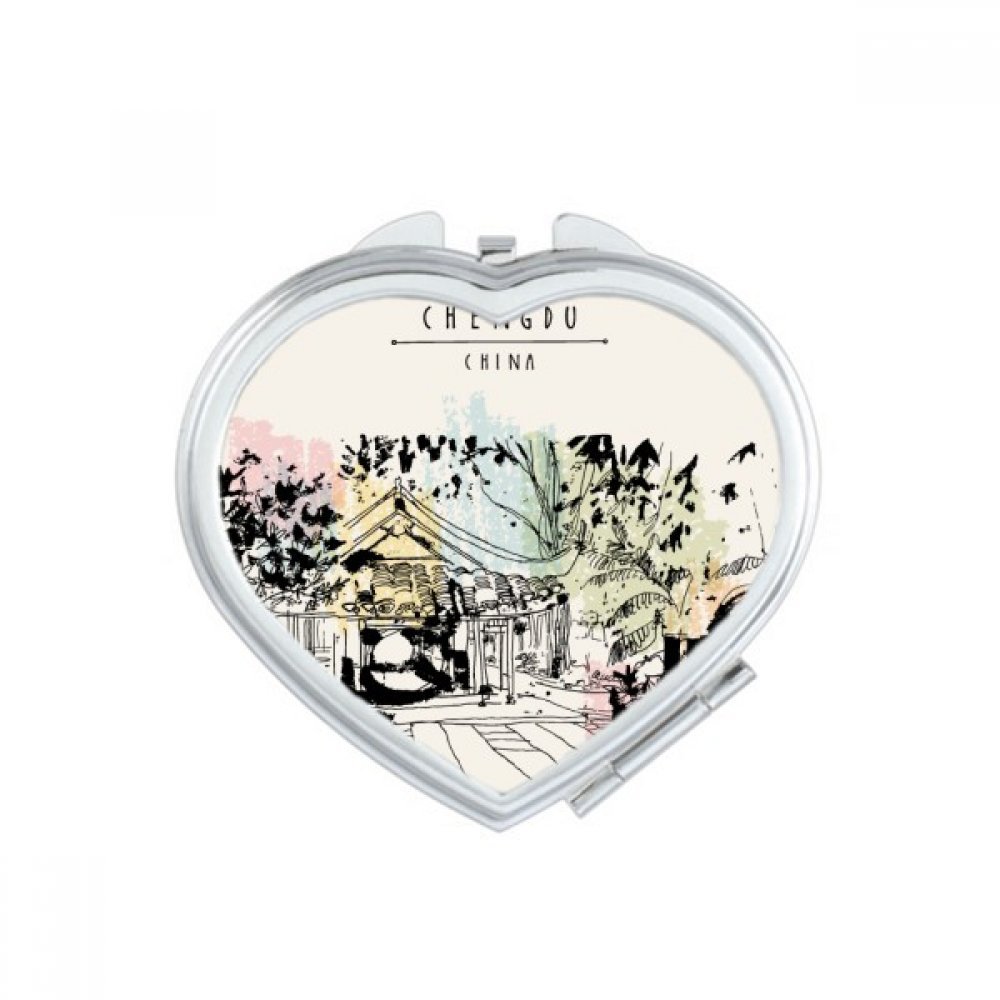 Miroir de poche de Lijiang compact et portable en forme de cœur pour maquillage à la main
