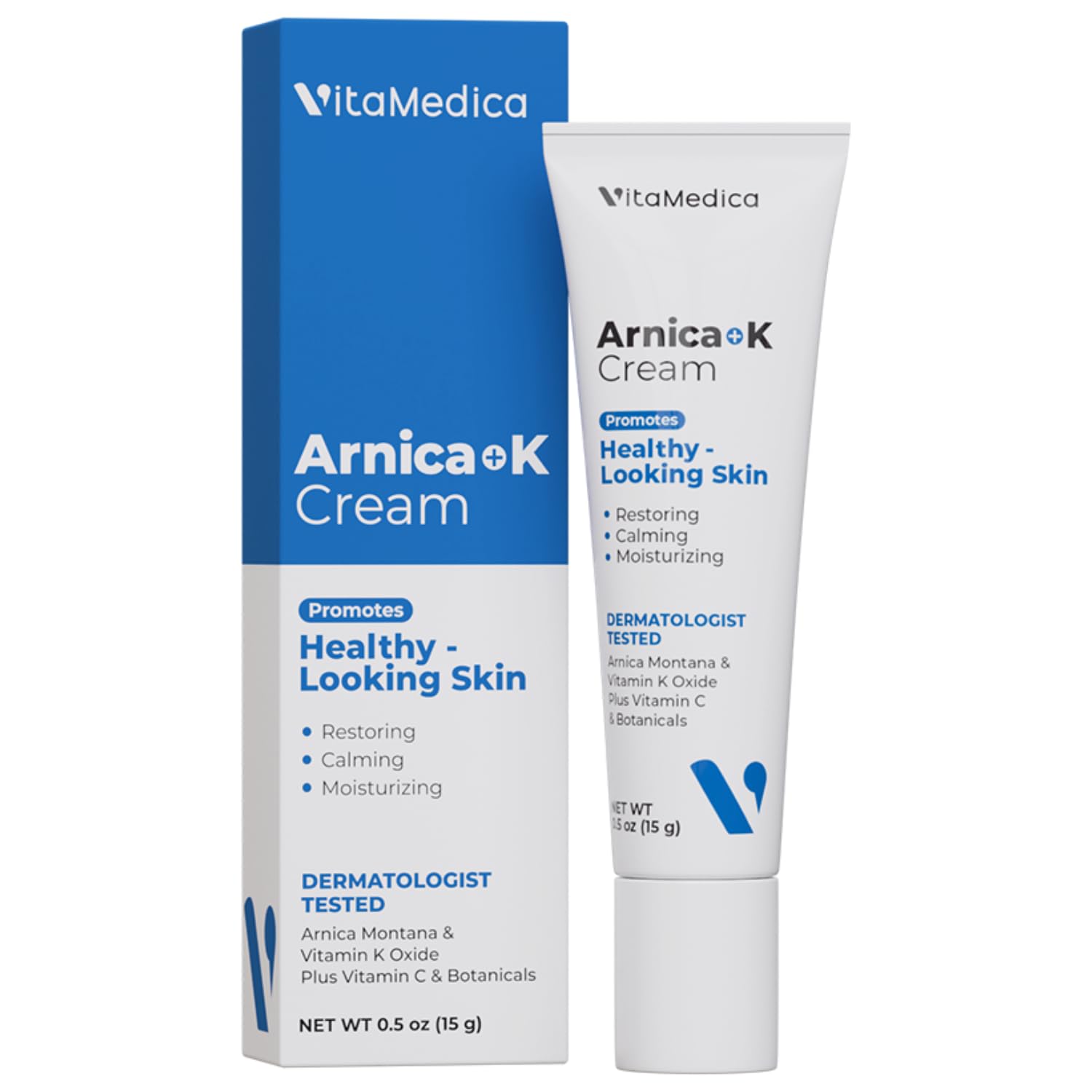 VitaMedica Arnica + Vitamin K Cream for Face & Under-Eye, Lightweight Sensitive-Skin Formula, 0.5 oz
