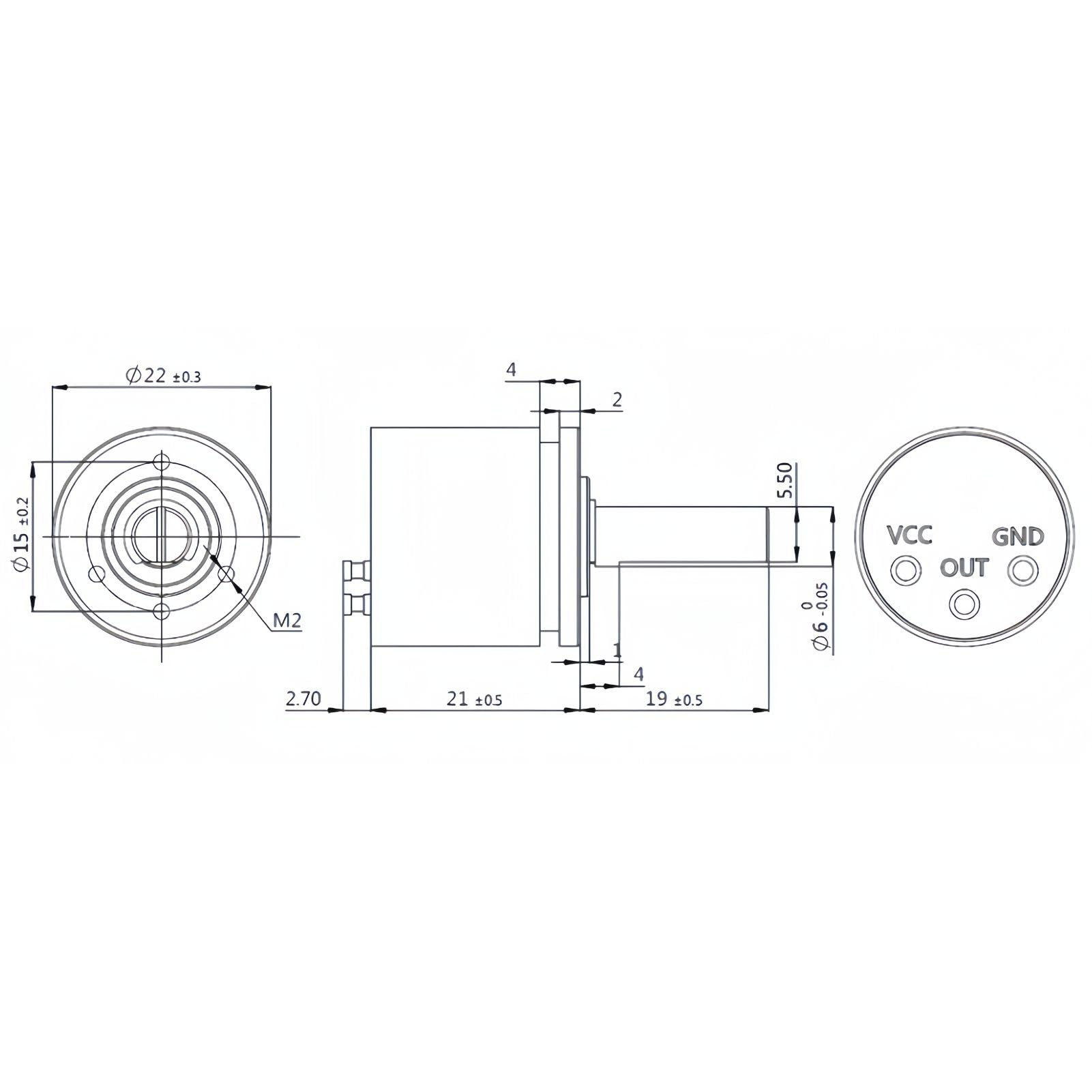 Hall Sensor Auflösung 0,088 ° 0-360 Grad Drehbarer Hall Winkelsensor 0-5 V Ausgang Vollkreis 12 Bit