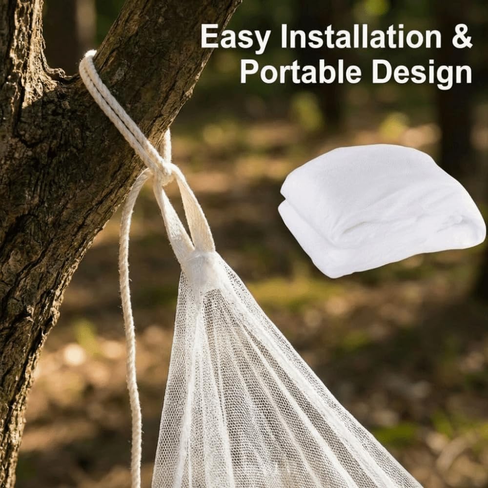 Moustiquaire en maille fine pour lit simple, double, king size, intérieur et extérieur, voyage, camping, moustiquaire avec cordes de suspension (300 x 500 x 250 cm, 2 portes, blanc)