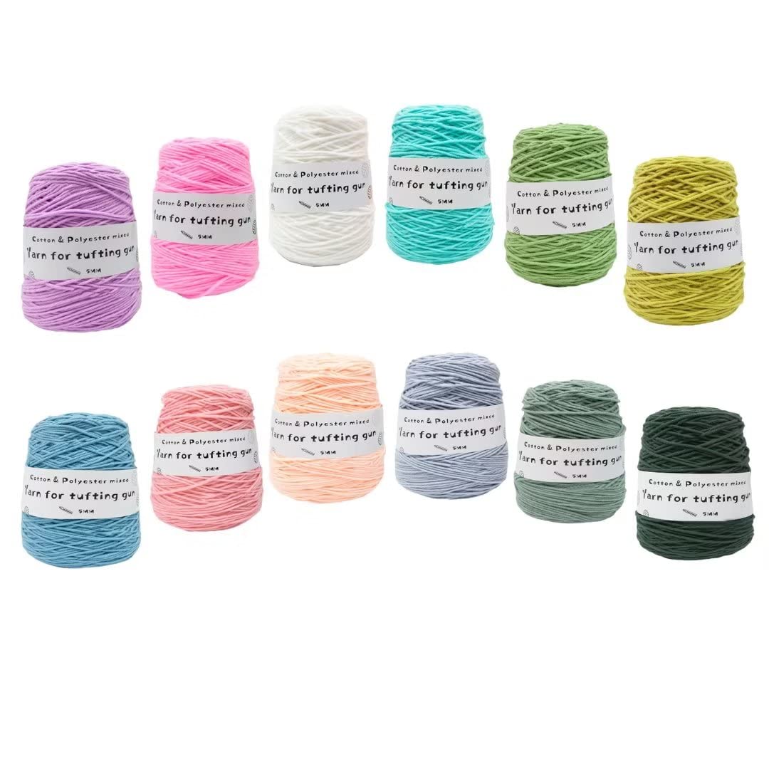 Hilo para Tejer a Crochet Hilo de mechones para hacer alfombras de bricolaje, rollo grande de hilo de mechones duradero, juego de hilos de bordado de colores brillantes, hilo de crochet para tejer a