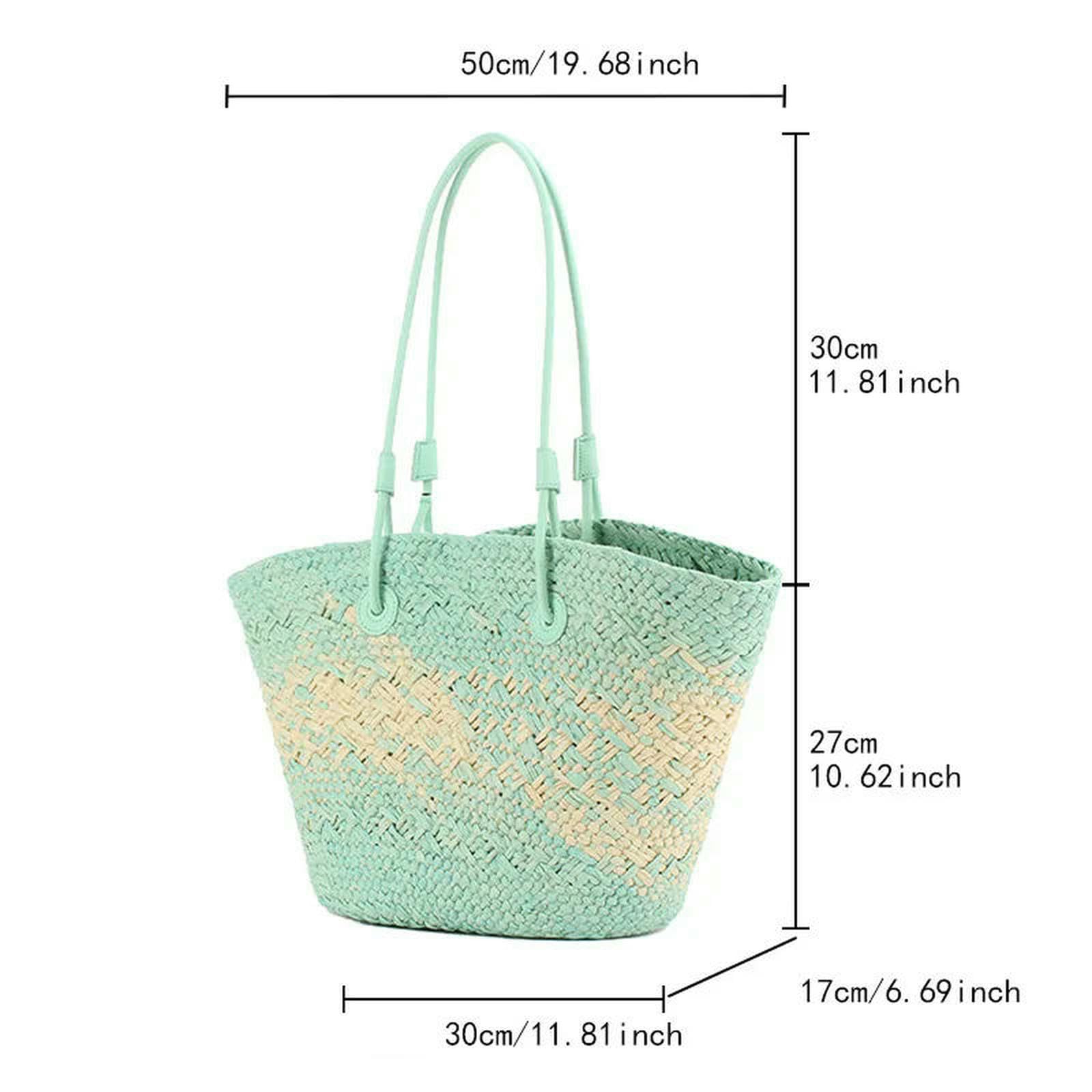 Strohtaschen Damen Shopper Gradientenfarben Gewebte Tasche Summer Textur Vielseitige Kapazität Einfacher Freizeit -Strand -Reise -strohbeutel-rosa
