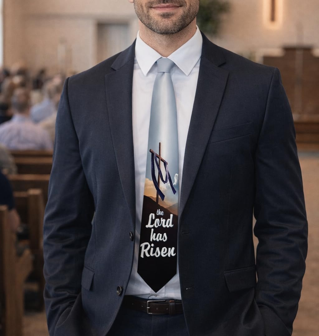 ThisWear Easter Christian The Lord Has Risen Novelty Necktie