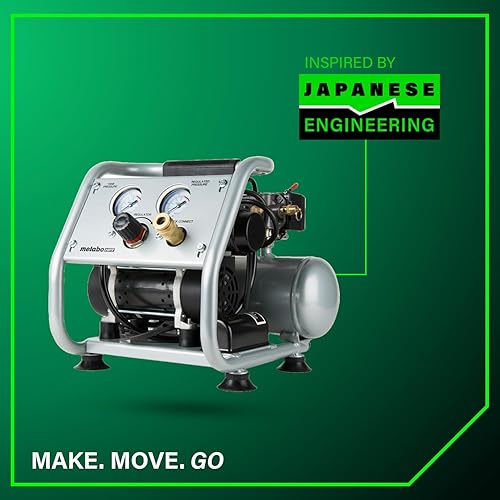 Miniatura 15 de Metabo HPT Compresor de aire silencioso, compresor de aire portátil sin aceite de 1 galón, funcionamiento ultrasilencioso a 59 dB, acoplador rápido