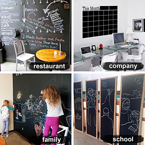 Unitystar Chalk Paper, 17.7" X 78.7" Adhesive Chalkboard Contact Paper Removable Wall Decal Stickers With 1 Liquid Chalk Marker & 5 Colors Chalks For Home Office School Blackboard Restaurant Menu #TOP3
