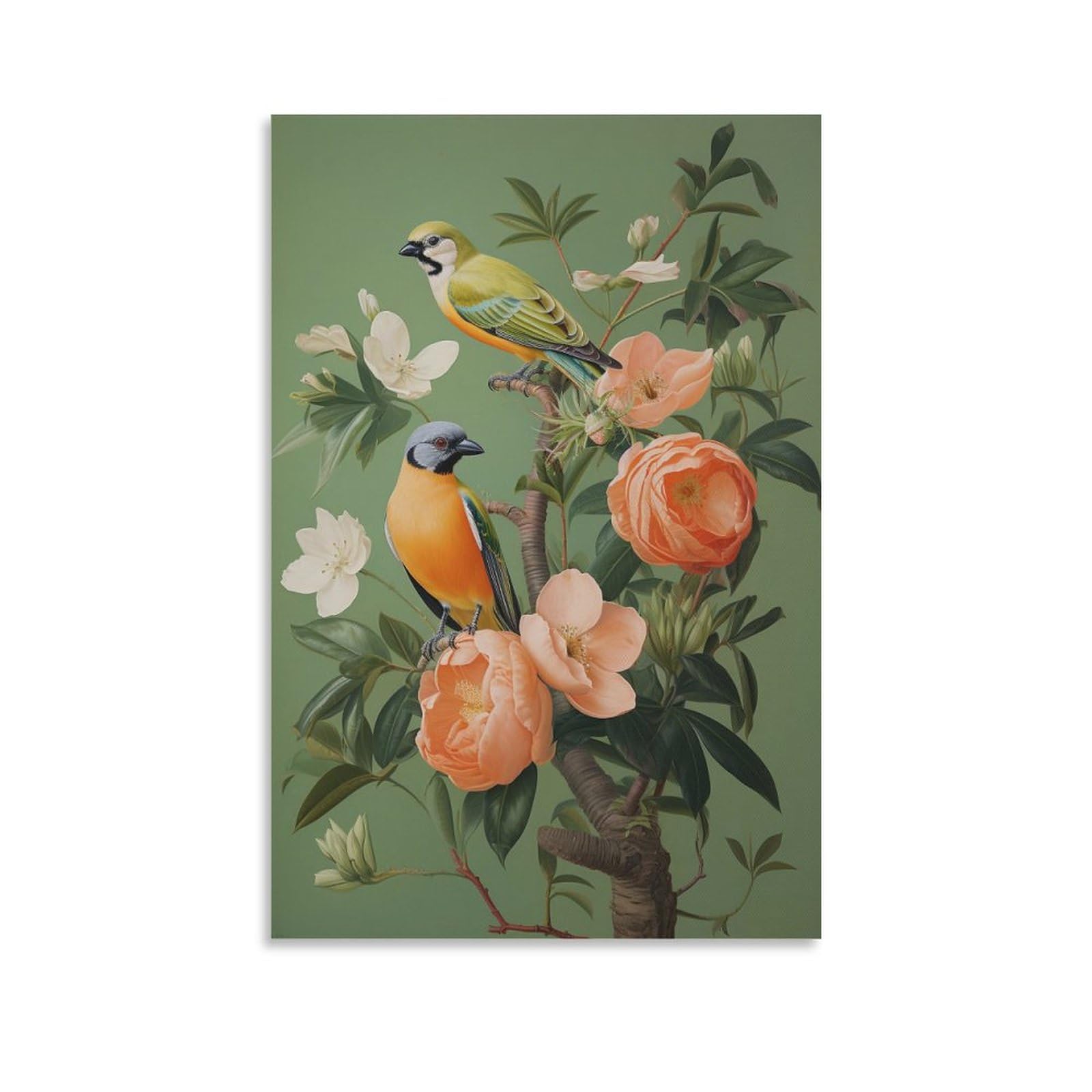 Foccar Unframe-Farmhouse Birds Farmhouse Birds Paintings On Canvas Wall Art Beautiful Flowers Wildlife Rustic Canvas Prints Poster Wall Decor For Home Decorations