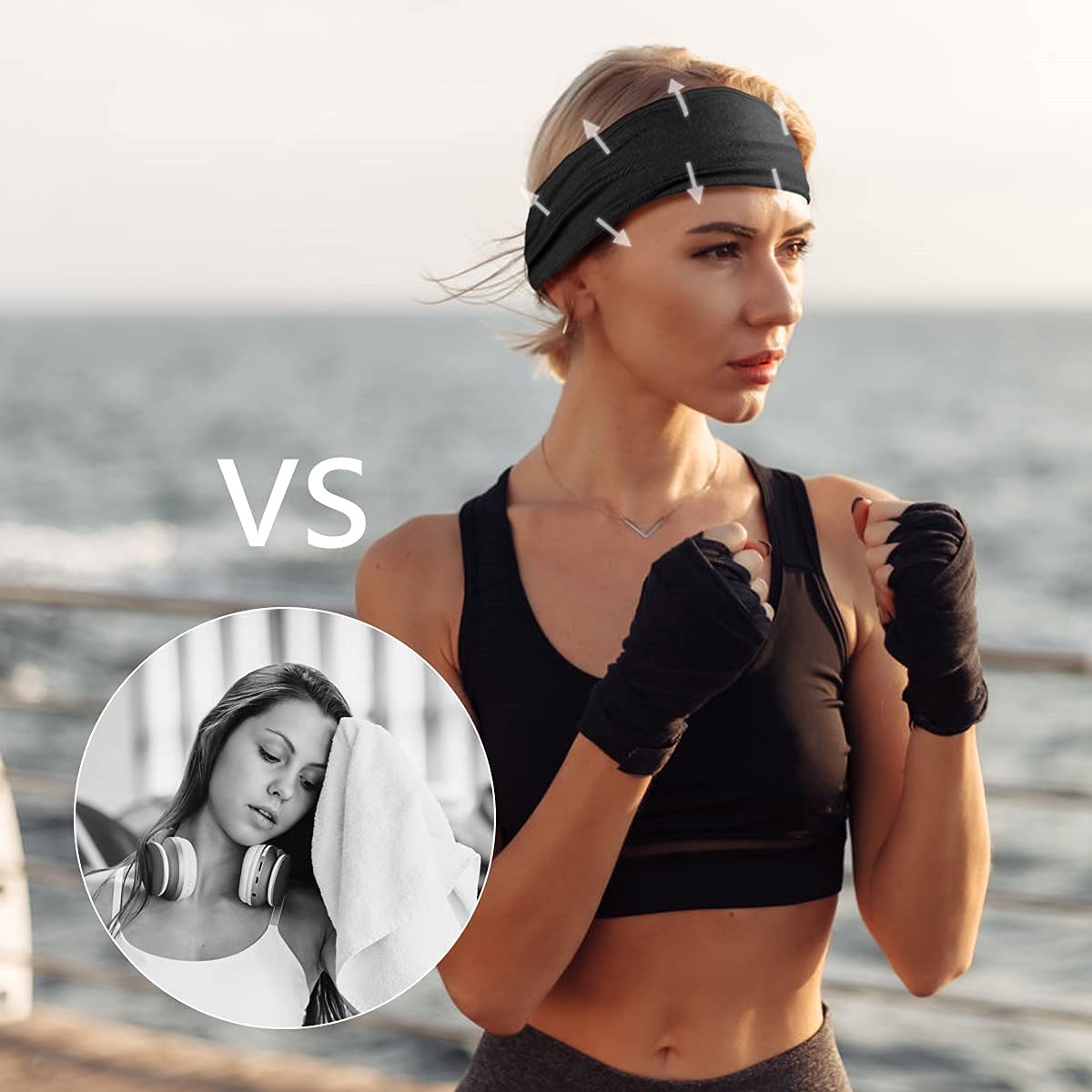 Flintronic Fasce per Capelli, 6/4 PCS Fascia Sportiva Capelli Donna, Fasce Sportive, Fasce Elastica per Capelli, Headband Sport, Fascia Sportiva Antiscivolo per Fitness Yoga Running Ciclismo