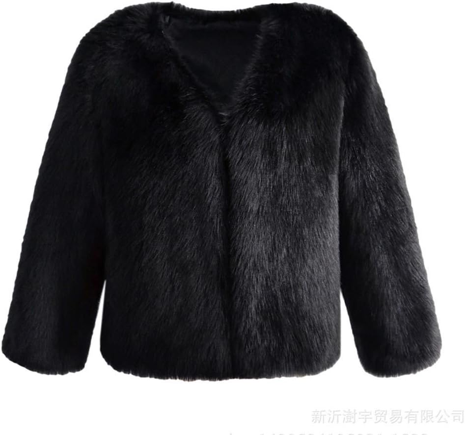 Zerorun Women's Faux Fur Coat Long Sleeve Winter Warm V-Neck Fluffy Wrap Jacket Outwear(White Black Pink Green Red)