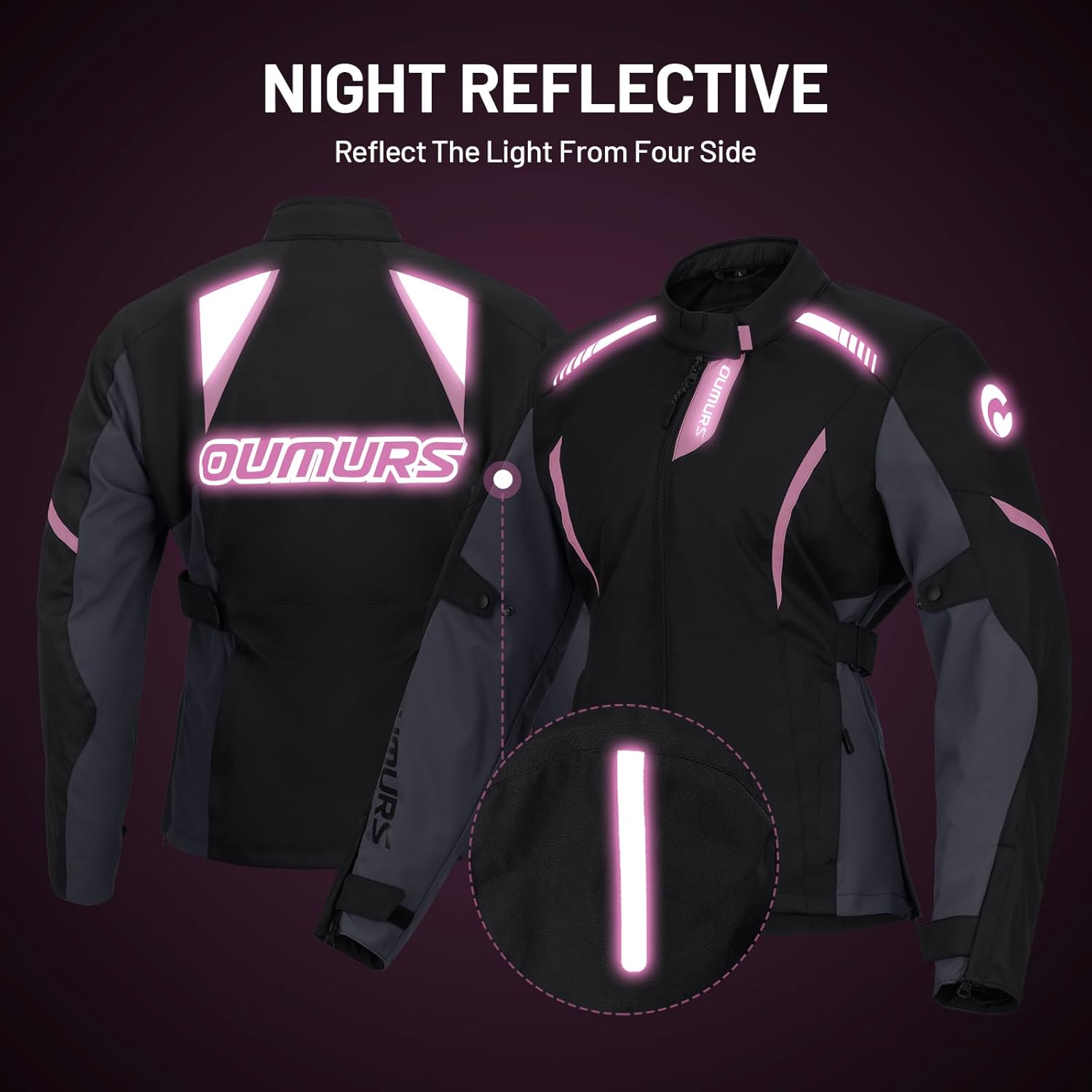 Motorcycle Jacket for Women With CE Armor and Waterproof Riding Gear with Body Armor Foam Padding & Breathable Fabric - Image 6