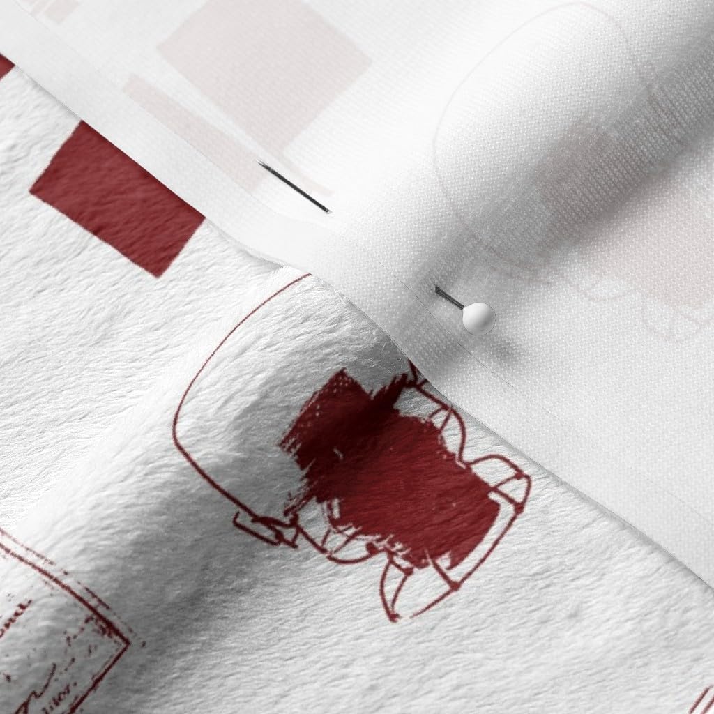 Spoonflower Fabric - Maroon Railroad Small Train Steam Masculine Printed on Minky Fabric by The Yard - Sewing Baby Blankets Quilt Backing Plush