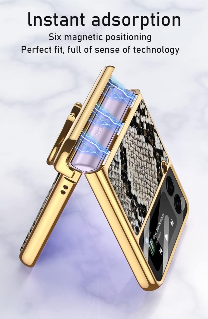 SHIEID Z Flip 3 Case with Ring, Galaxy Z Flip 3 Case Leather with Ring, Electroplated Leather Cover Built-in Screen Protector Protective Case for Galaxy Z Flip 3, Crocodile Green