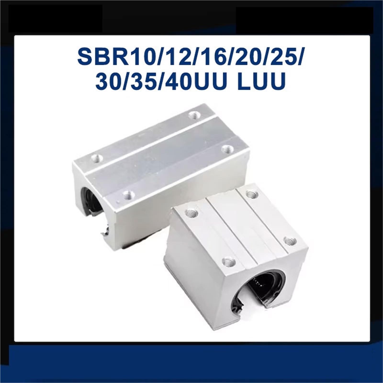 Lot de 4 roulements à billes linéaires SBR10UU SBR12UU SBR16UU SBR20UU SBR25UU, chariot coulissant de 12 mm, rail de guidage linéaire SBR(SBR12UU)