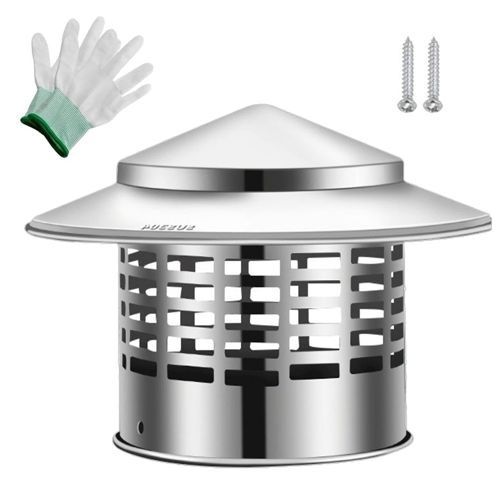 75-400mm Comignolo Antivento Antipioggia per Camino Terminale Canna Fumaria Copertura per In Acciaio Inossidabile, Cappello Scarico For Esterni, Tappo di Sfiato Antipioggia(400mm/15.7in)
