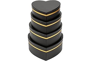 Oairse Heart-Shaped Black Gift Boxes with Lids for Floral Arrangements and Presentable Occasions
