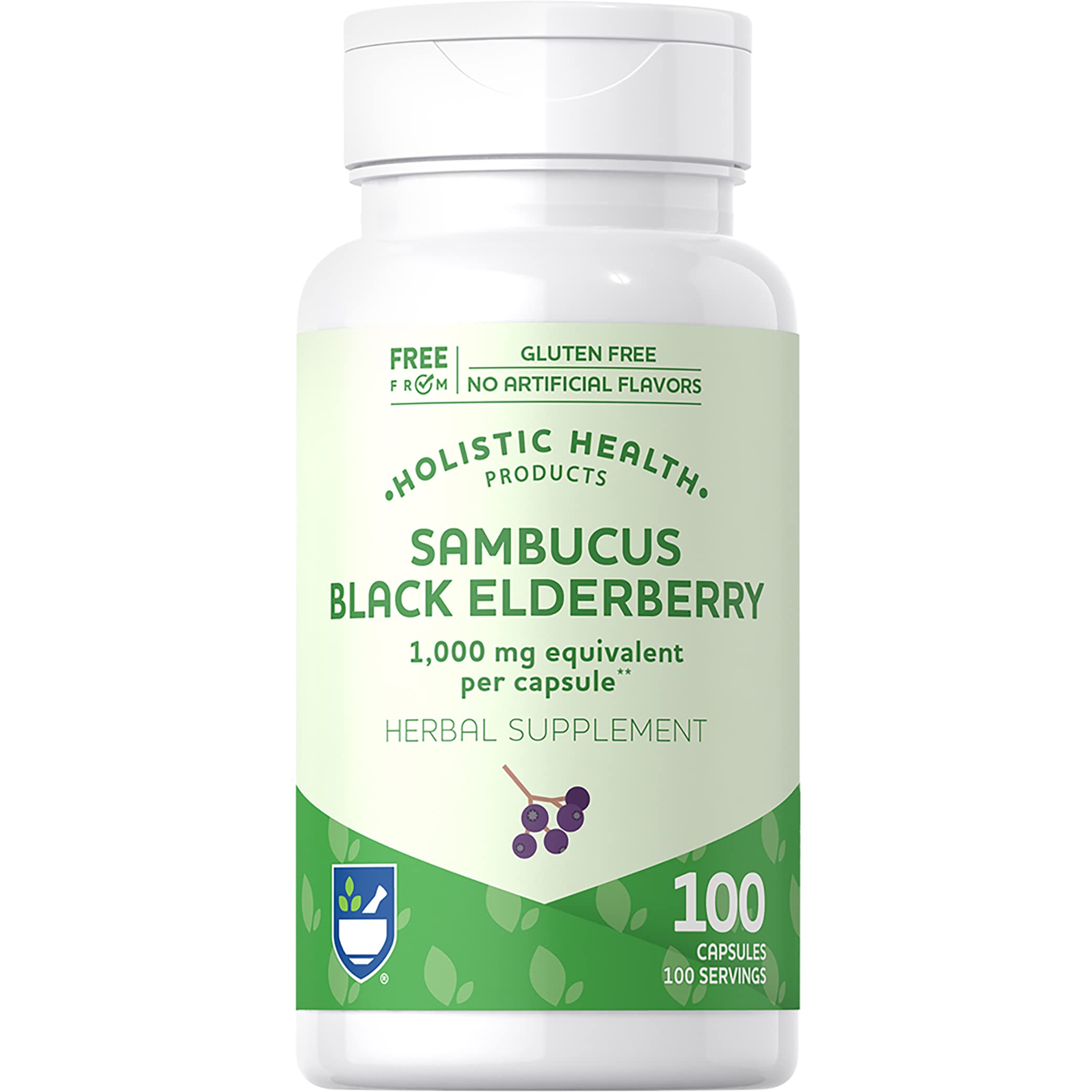 RiteAid Elderberry Capsules 1000mg, 100 Count, Supports Immunity, Powerful Antioxidants, Natural Herb