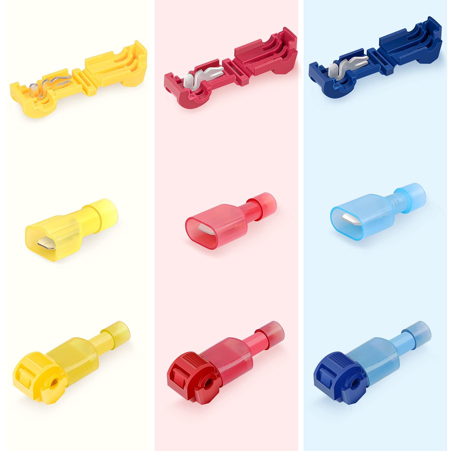 Connettori Per Cavi T-Tap Terminali Per Cavi Elettrici Autospelanti Terminali A Forcella Maschio Isolati A Sgancio Rapido Kit Assortimento Con Custodia,360pcs