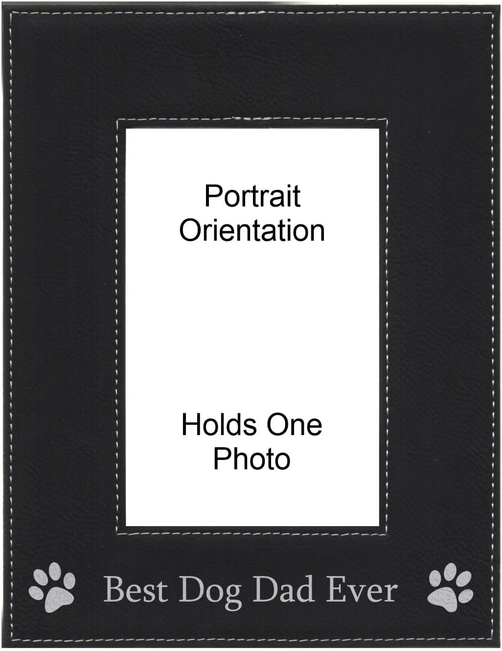 Gift for Dad Best Dog Dad Ever Engraved Leatherette Picture Frame Fathers Day Christmas (5x7 Portrait, Black)