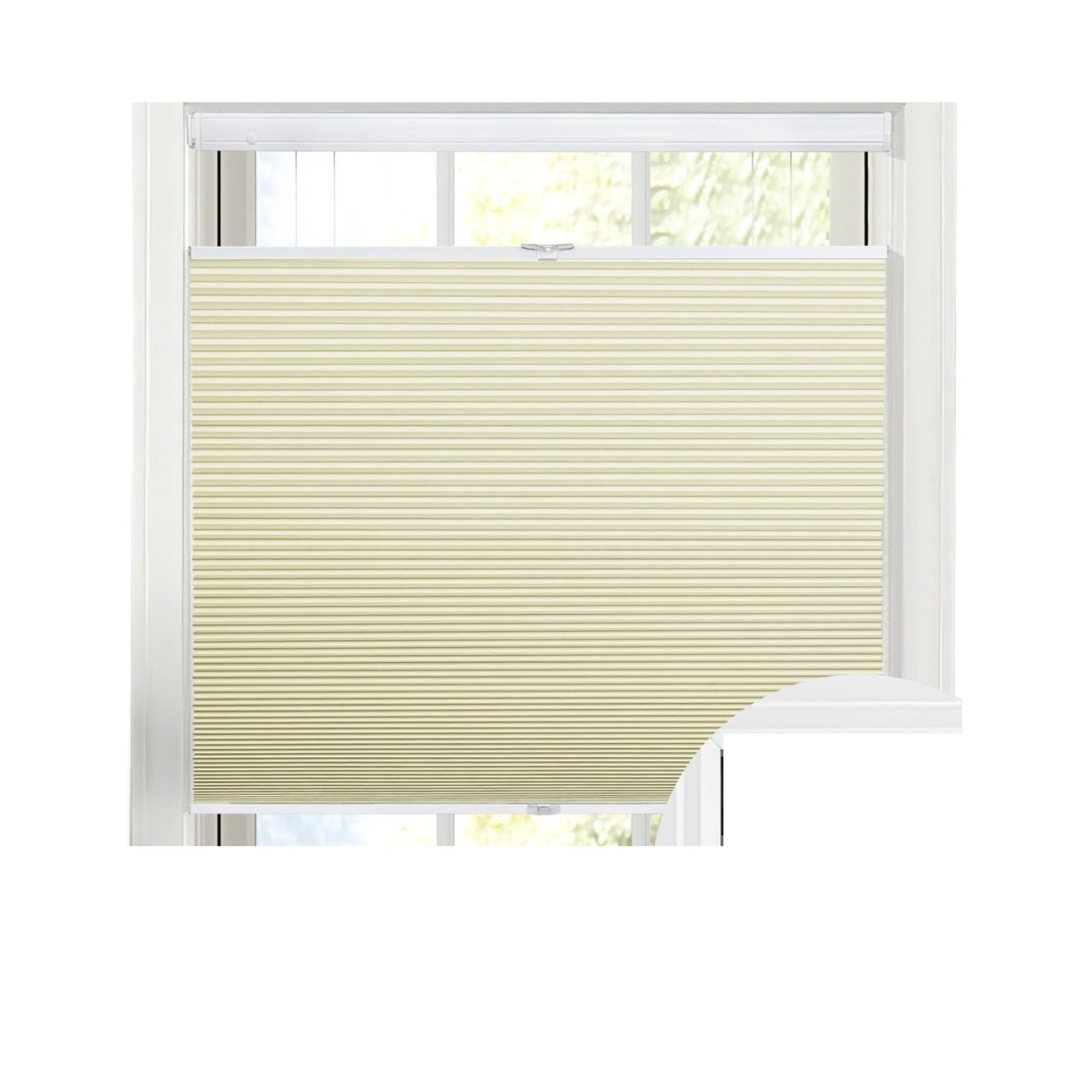 roller blackout blind Blackout Roller Blinds Shades No Drill No Tools Pleated Cordless Window Fit Bathroom Kitchen Bedroom Window(Yellow,60x120cm)