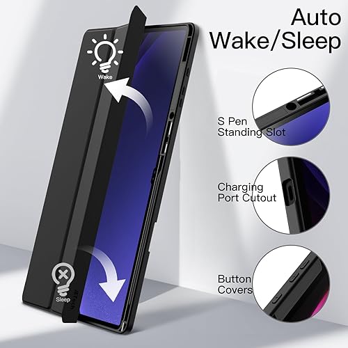 Miniatura 5 de JETech Funda para Samsung Galaxy Tab S10 UltraTab S9 Ultra de 14.6 pulgadas con soporte para S Pen y parte trasera de policarbonato transparente,