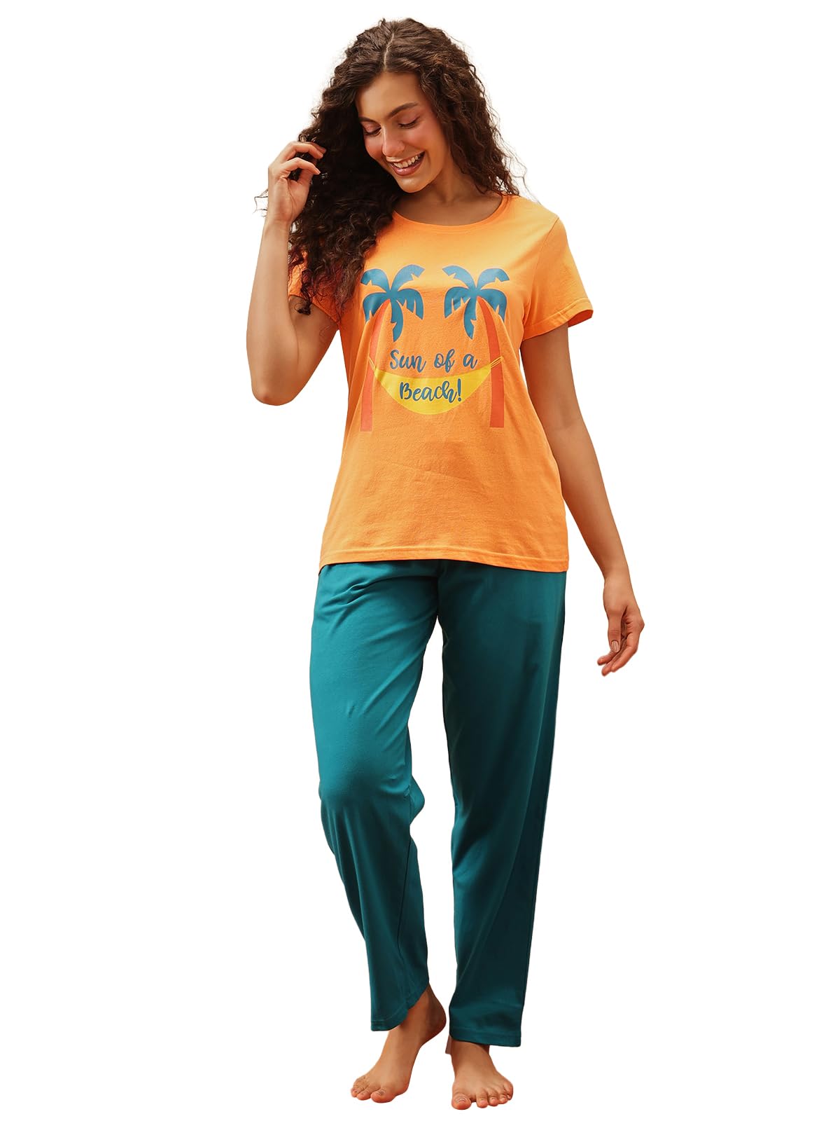clovia Women's Cotton Rich Printed Top & Pajamas-picture-31
