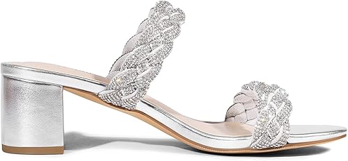 Miniatura 4 de DREAM PAIRS Zapatos de tacón bajo con dos correas trenzadas para mujer, puntera abierta, tacón grueso, sandalias de tacón grueso, para fiestas,