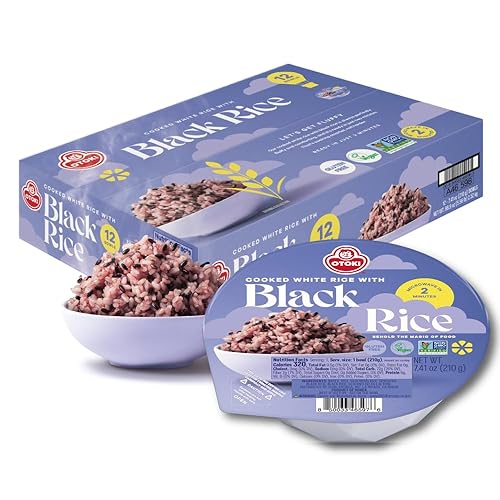 OTOKI Arroz negro germinado coreano, cuencos de arroz morado ricos en antioxidantes, sin gluten y vegano, listo en 2 minutos, 7.41 onzas (paquete de