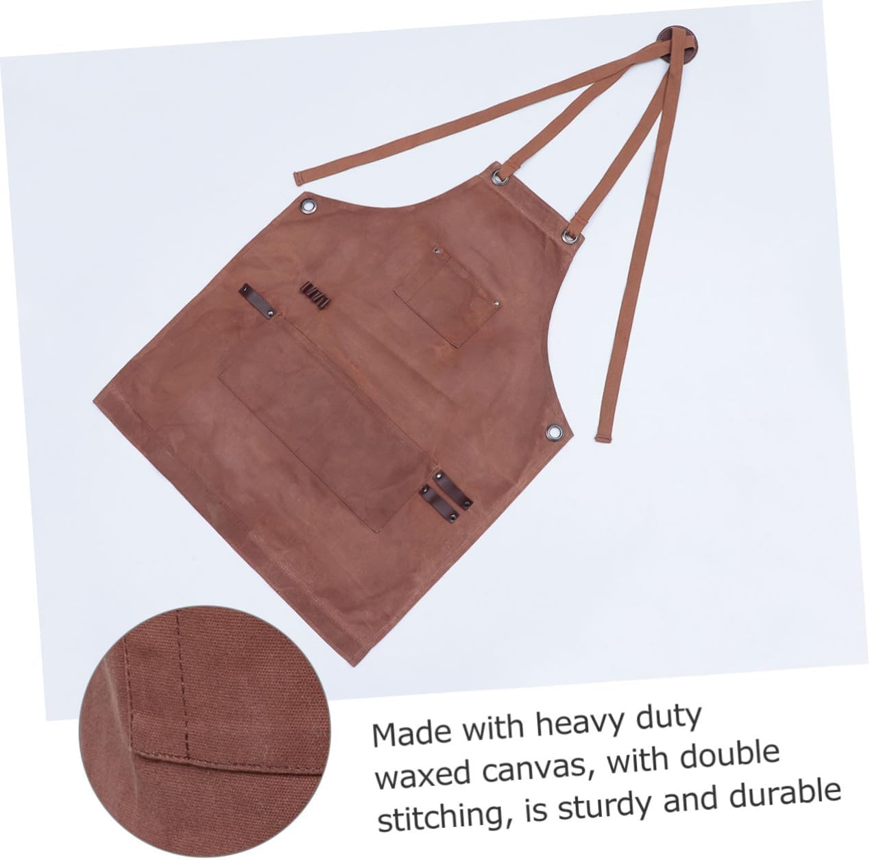 Waxed Canvas Work Apron with Cross-back Straps Heavy-duty Tool Apron for Woodworking Gardening and Hair Styling Durable Multi-pocket Design