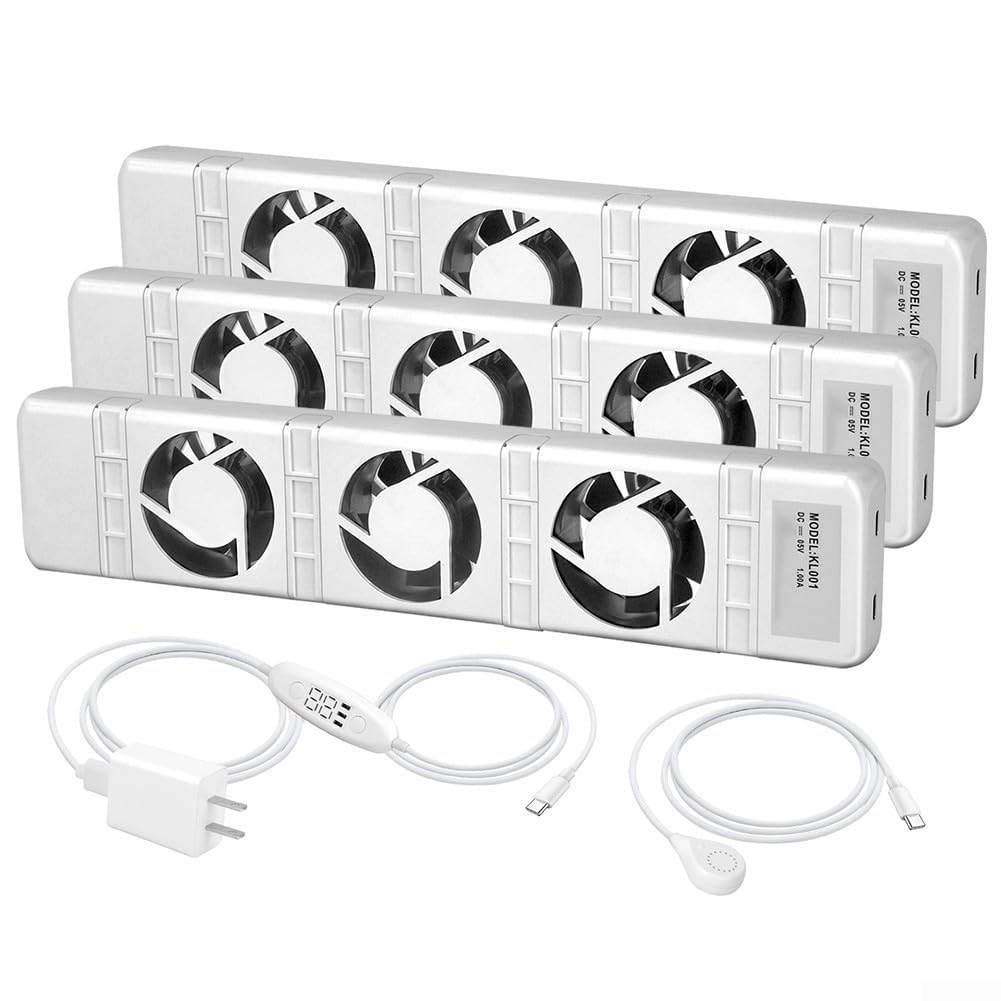 Ventola di raffreddamento intelligente, ventola a risparmio energetico, Smart Radiator Booster, set di espansione ventola con interruttore termostatico esterno (set trio)