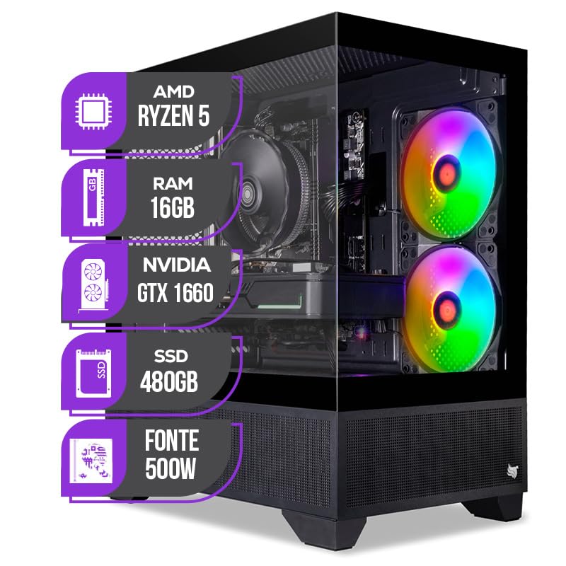 PC Gamer com Ryzen 5 5500 e NVIDIA GeForce GTX 1660 6GB