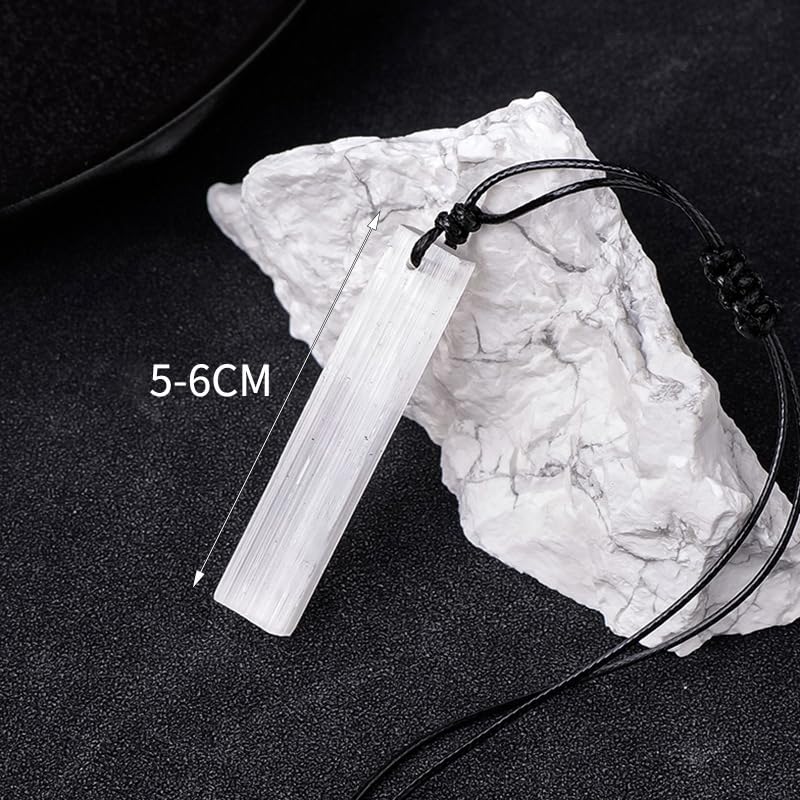 Selenite Stick Pendant Necklace Raw Selenite Crystal Pendant Necklace Chakra Healing Crystals and Stones Selenite Wand Necklace2