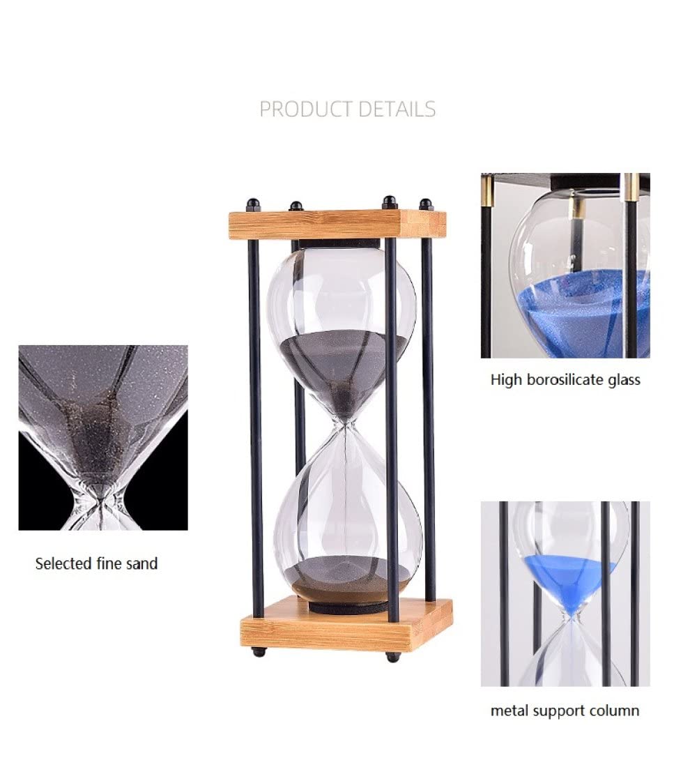Klepsydra, metalowa kolumna klepsydry zegar na 30 minut-klasyczny szklany zegar z klepsydrą, kreatywny drewniany/bambusowy zegar z klepsydrą(Redbamboo)