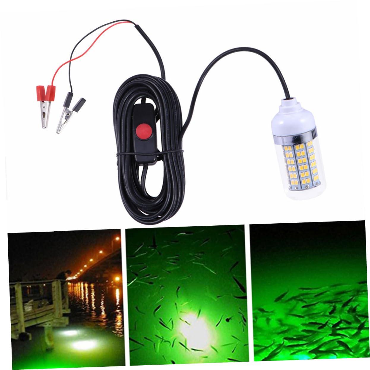 WHAMVOX Underwater Fishing Light Dc12v/24v 108 Led Submersible Lamp Fish Prawns Squid