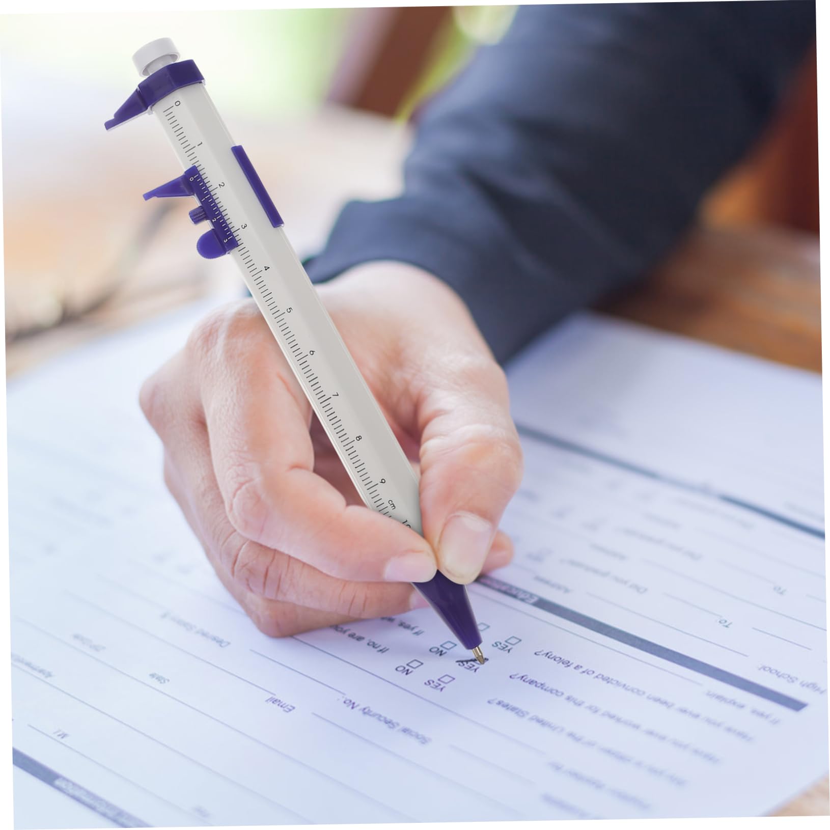 Lurrose 8pcs Ruler Ballpoint Pen Caliper Ball-point Pen Student Ballpoint Pen Office Supply Smooth Writing Experience