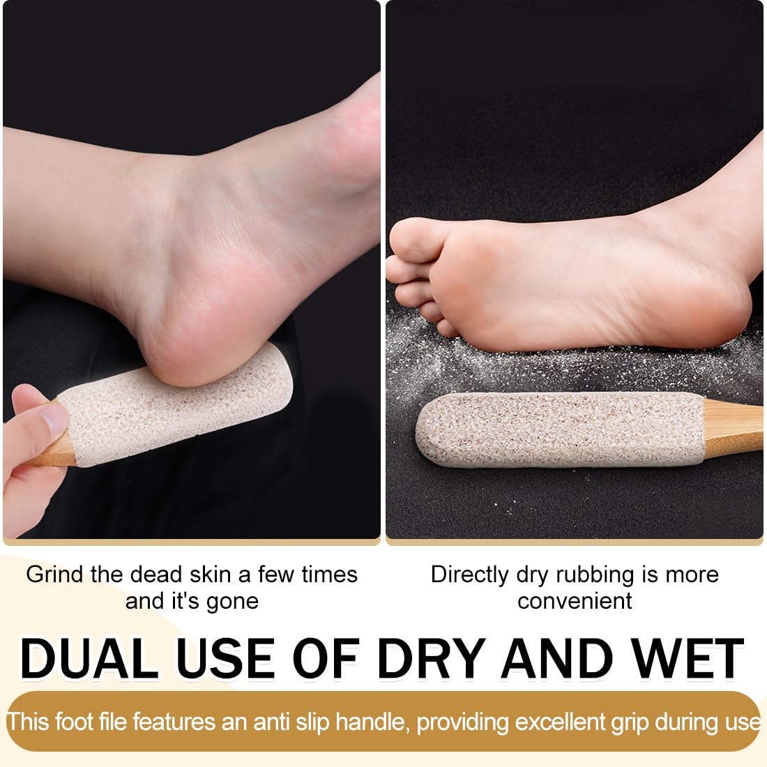 2 Pezzi Pietra Pomice con Manico in Legno, Raspa Piedi con Manico in Legno, Lima per Piedi Rimozione della Pelle Dura, Lava Pedicure Tools Rimozione del Callo della Pelle Dura per Piedi e Mani