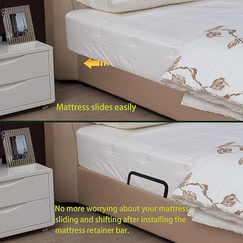 Miniatura 6 de Tapón deslizante para colchón, 2 piezas, soporte de barra de retención de colchón, estabilizador de colchón de metal, evita que el colchón se