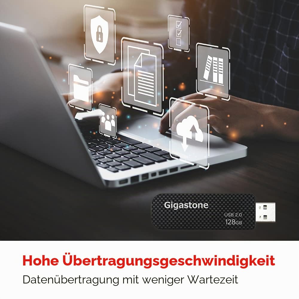 Gigastone V30 USB-Stick 128GB 5 Stück Speicherstick USB 2.0 Für PC/Tablet/TV/Auto (Schwarz)