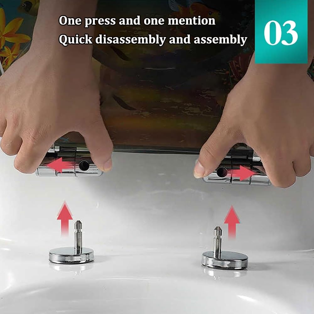 Copriwater a sgancio rapido con chiusura lenta, in resina 3D, decorativo, per WC a forma di V