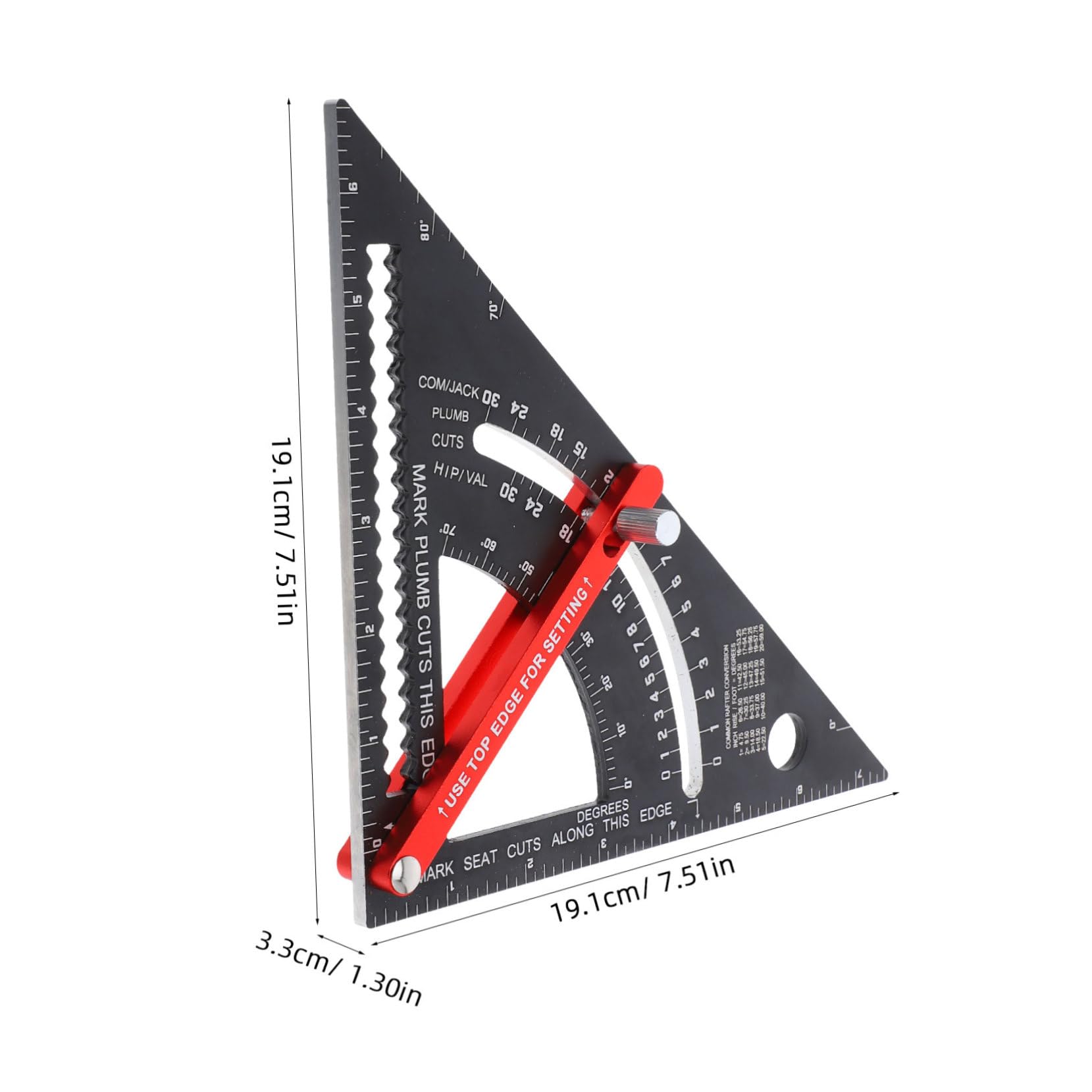 DOITOOL Regla Triangular de Aleación de Aluminio de 7' para Carpintería Herramientas de Medición Ajustables Medición Precisa de Ángulos