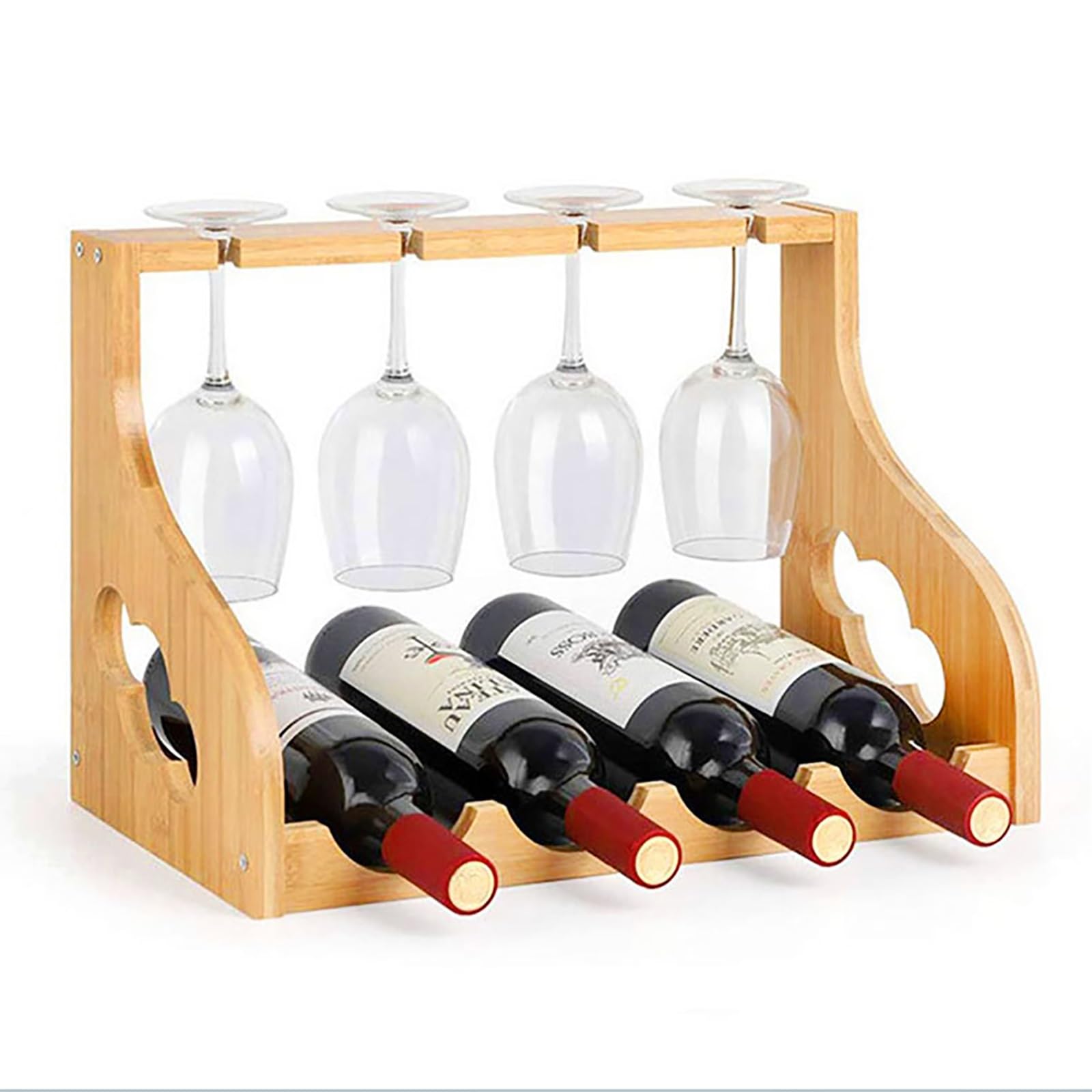 Support pour bouteille de vin en bois noble, rangement de comptoir robuste