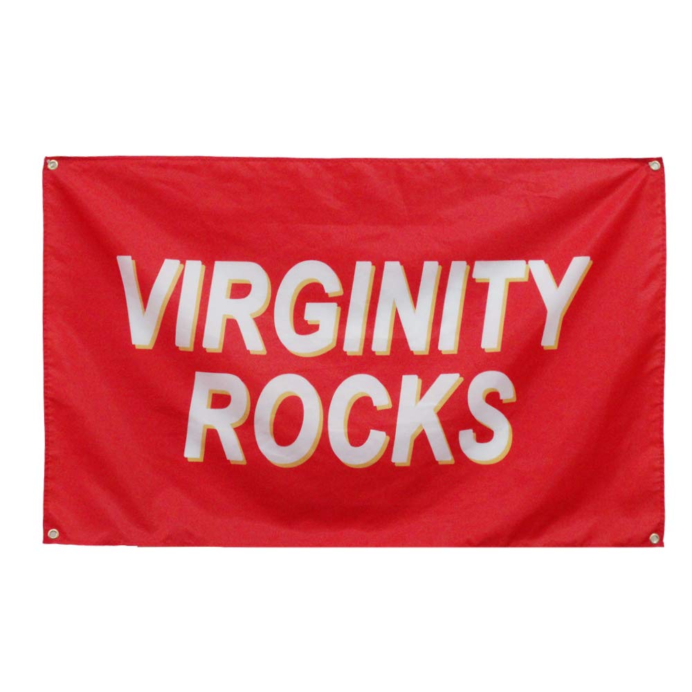 N/H Virginity Rocks Flag Red Indoor Decor with Brass Grommets for College Dorm Room Wall Decor 3x5 Feet