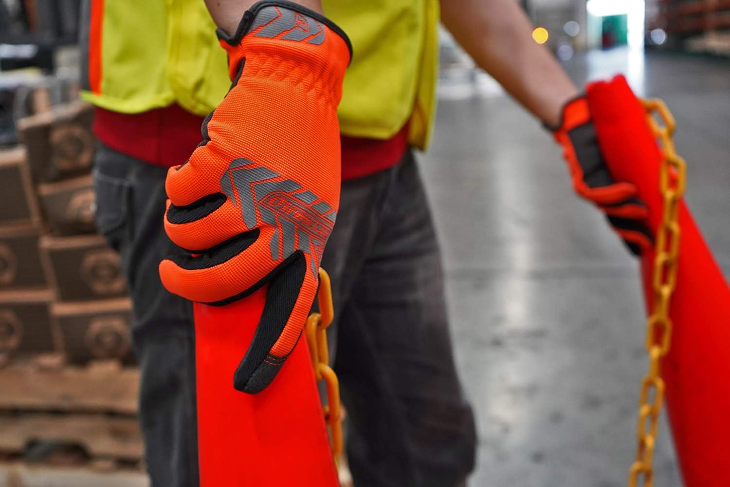 Ironclad Command Utility Work Gloves; Touch Screen Conductive Palm and Fingers, High Dexterity, Slip-On, Performance Fit, Machine Washable, Sized S, M, L, XL, XXL (1 Pair) (Small, Hi-Viz Orange)