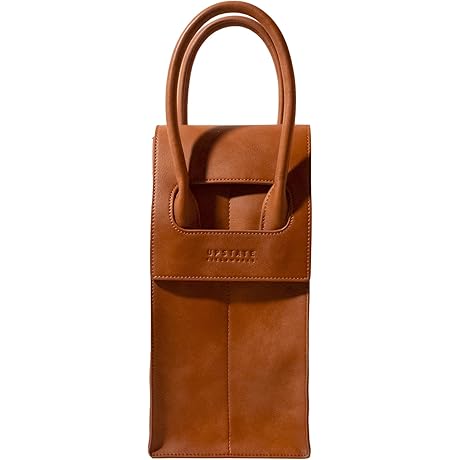 Elegant 2-Bottle Vegan Leather Wine Tote Carrier with Suede Interior