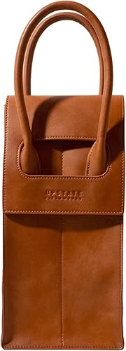 Bolsa de transporte para vino 2 botellas de cuero vegano, bolsa interior de gamuza suave con divisor - Ideal para viajes, BYOB, catas de vino,